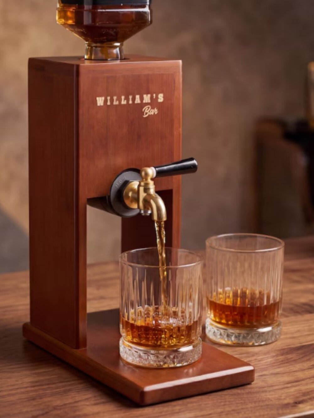 Personalized Wooden Whiskey Dispenser - Engraved